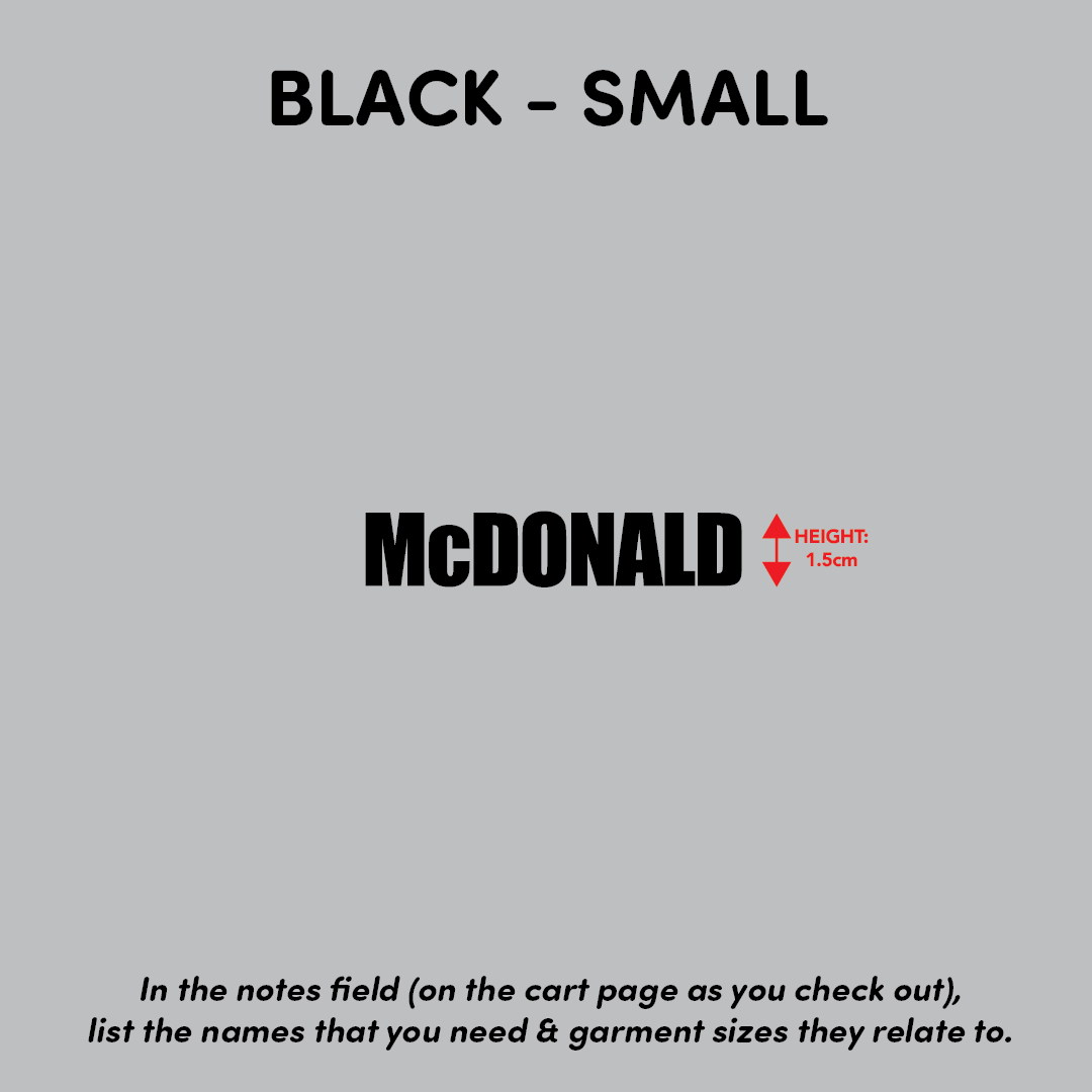 House of Uniforms Player Names Black Branding