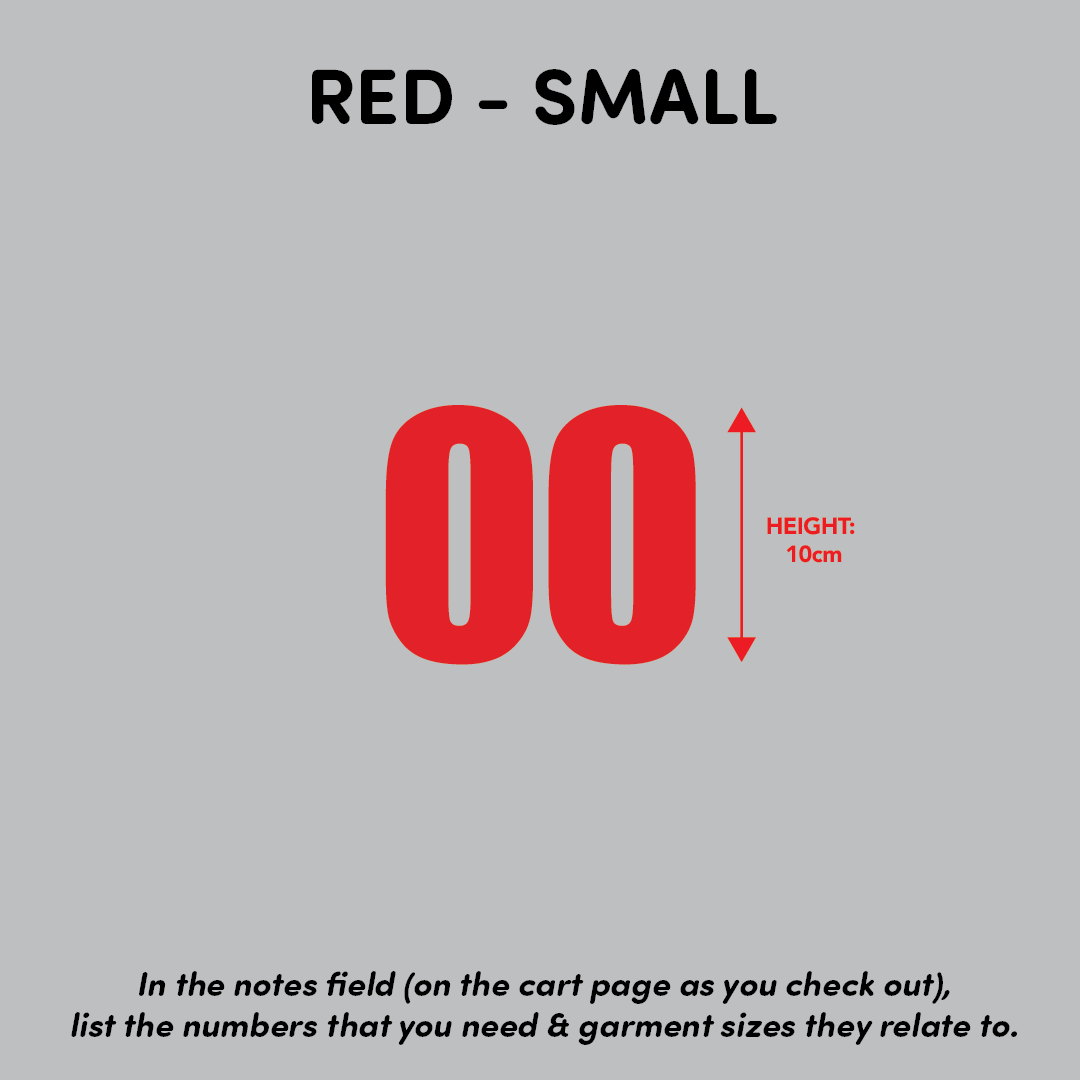 House of Uniforms Sports Numbers Red Branding