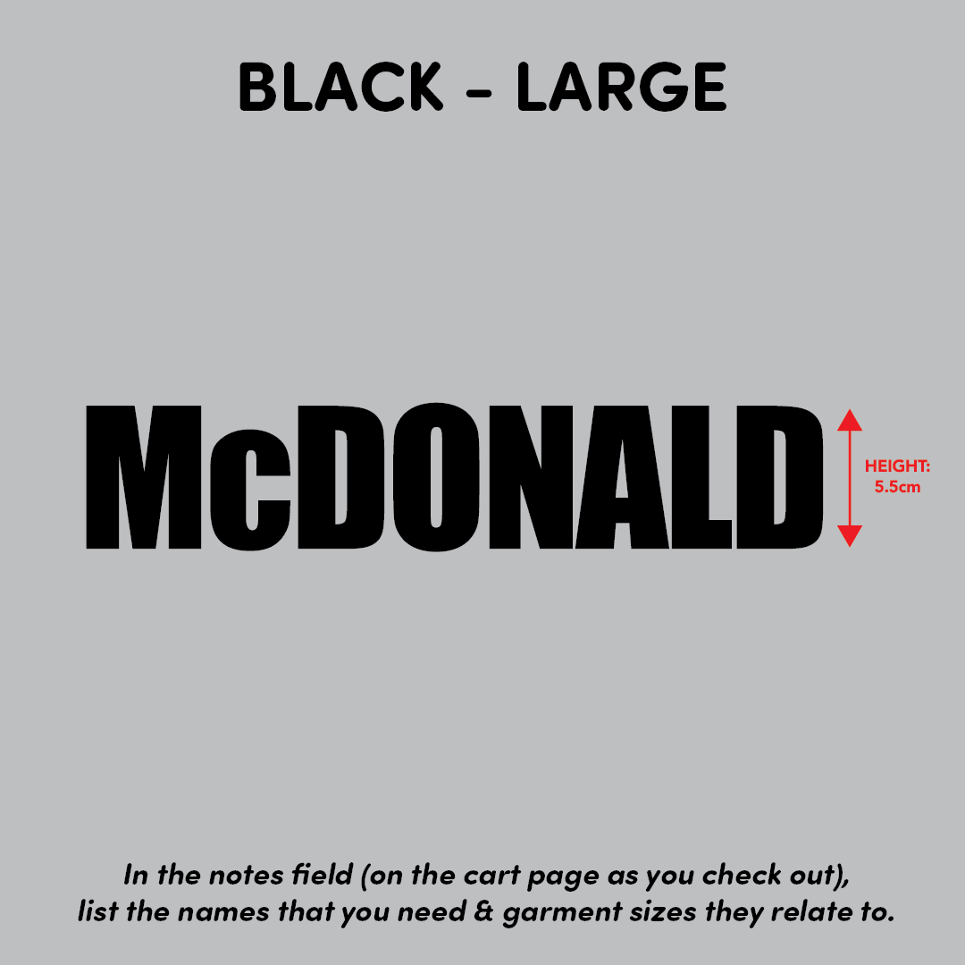 House of Uniforms Player Names Black Branding