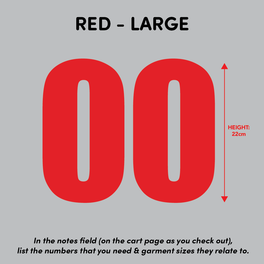 House of Uniforms Sports Numbers Red Branding