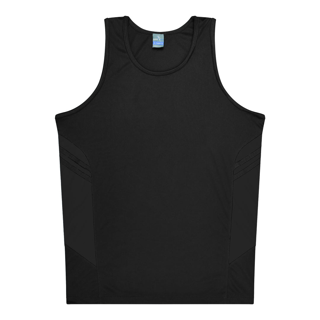 Aussie Pacific The Tasman Singlet | Mens Black Shirts & Tops