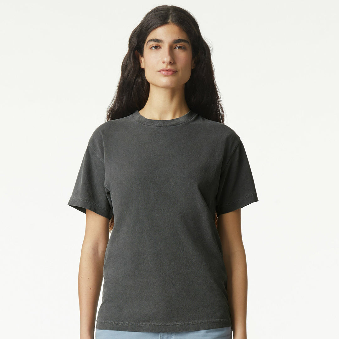 American Apparel The Classic Heavy Tee | Garment Dyed | Adults Black Shirts & Tops