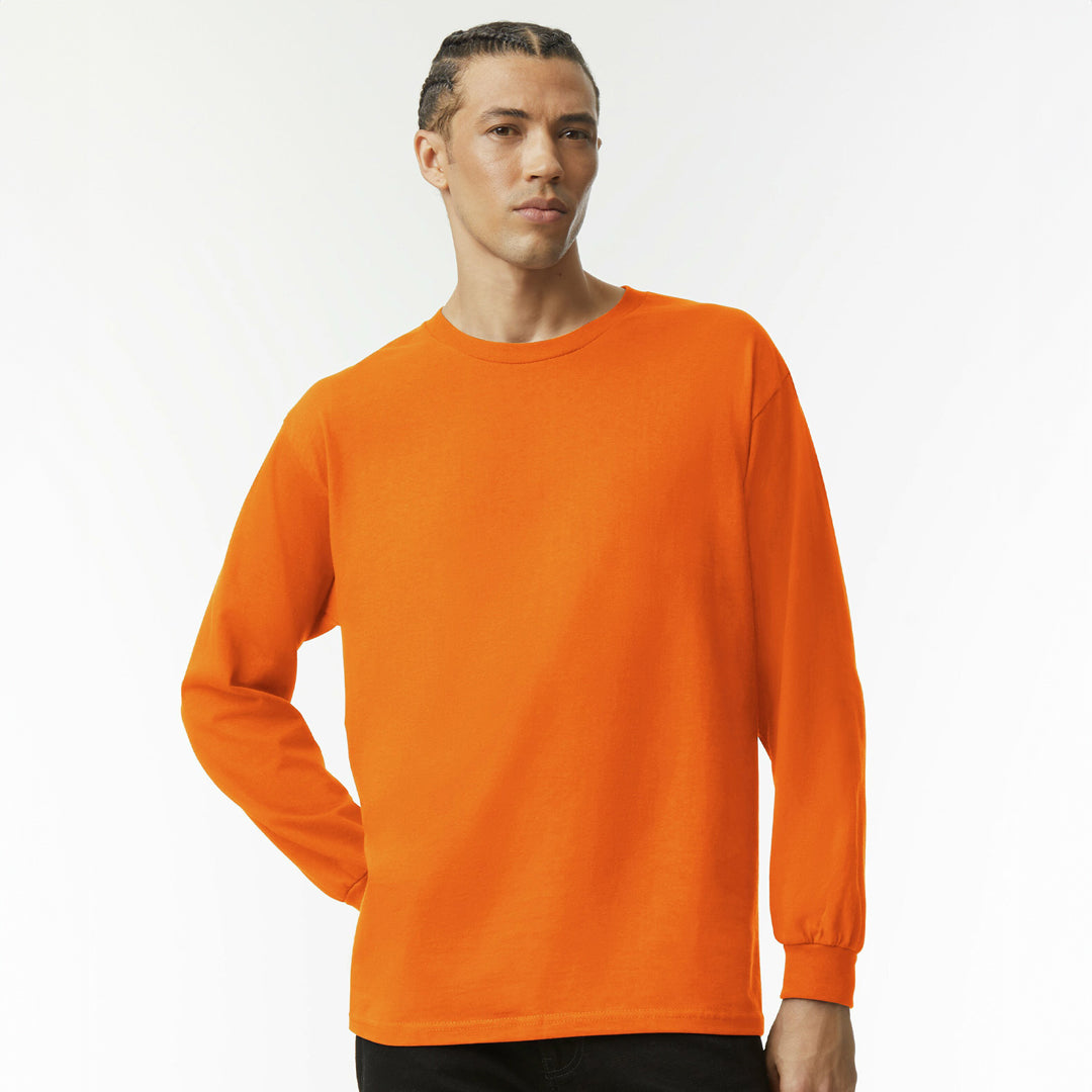 American Apparel The Classic Heavy Tee | Long Sleeve | Adults Orange Shirts & Tops