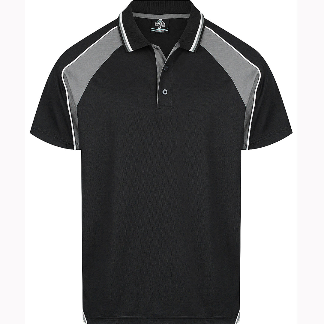 Aussie Pacific The Panorama Polo | Mens | Short Sleeve Black/Ashe/White Shirts & Tops