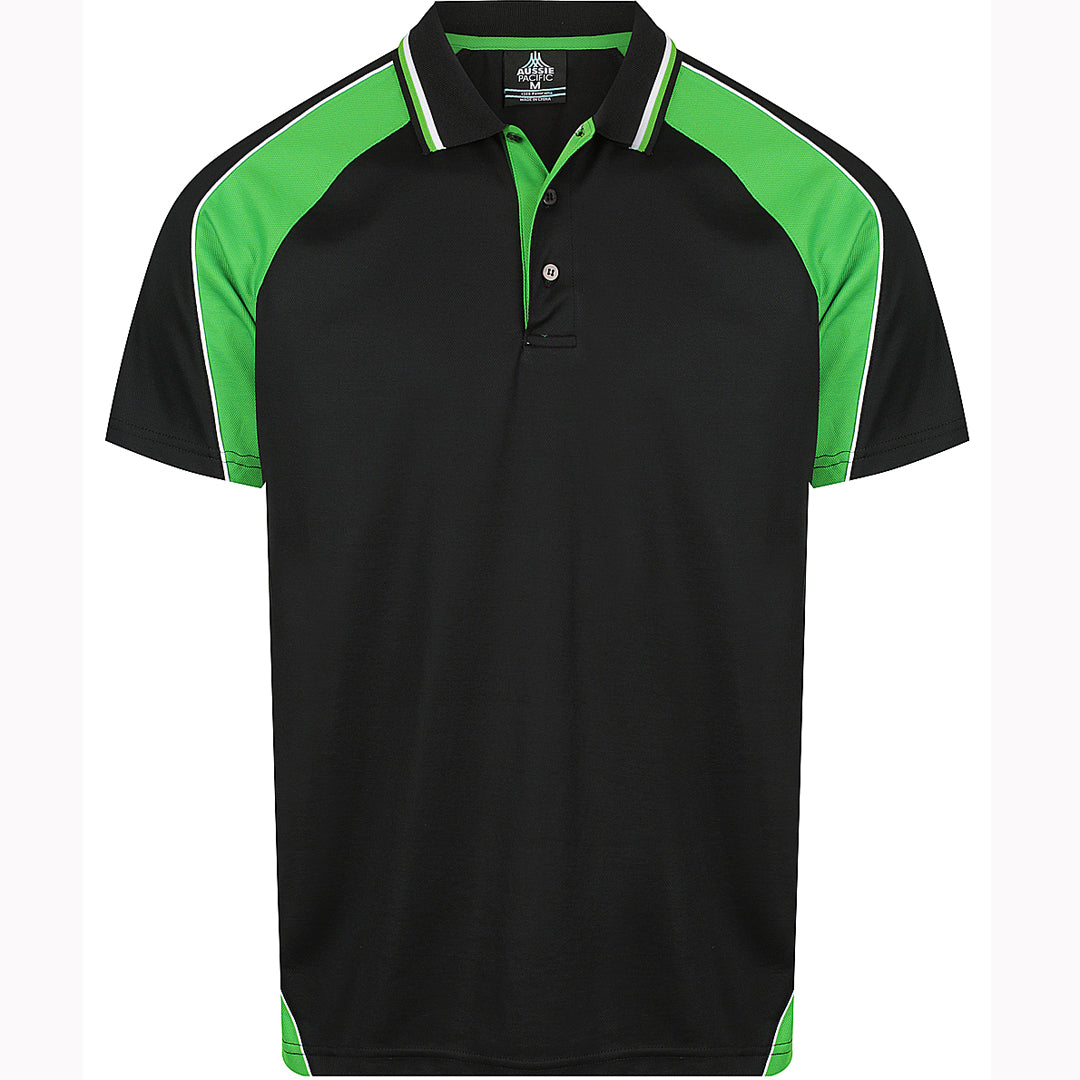 Aussie Pacific The Panorama Polo | Mens | Short Sleeve Black/Kawa Green/White Shirts & Tops