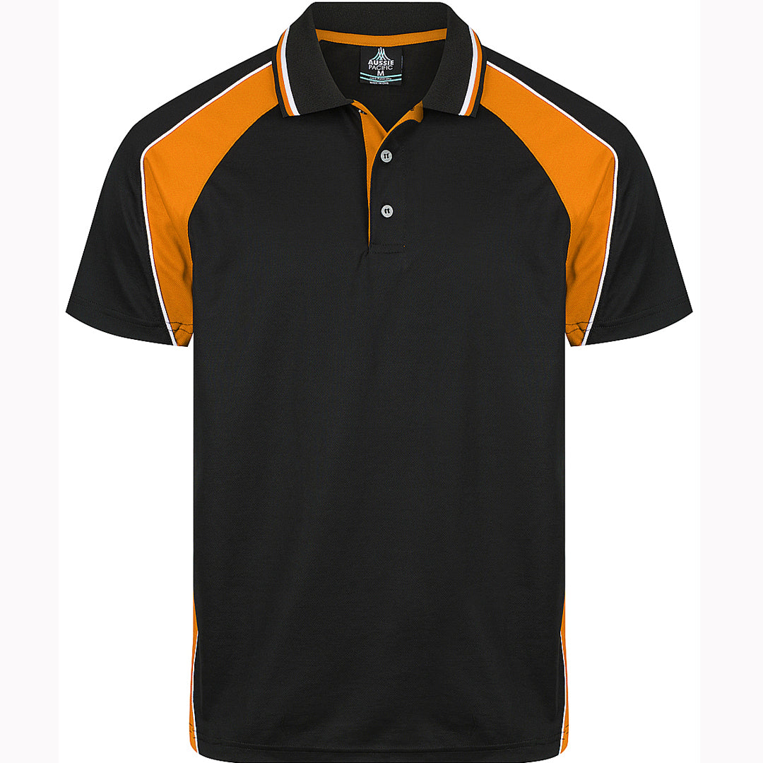 Aussie Pacific The Panorama Polo | Mens | Short Sleeve Black/Orange/White Shirts & Tops