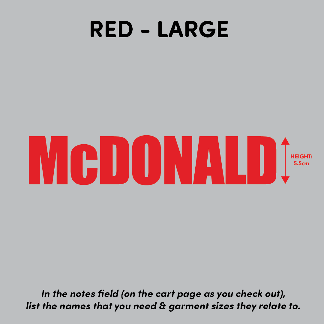 House of Uniforms Player Names Red Branding