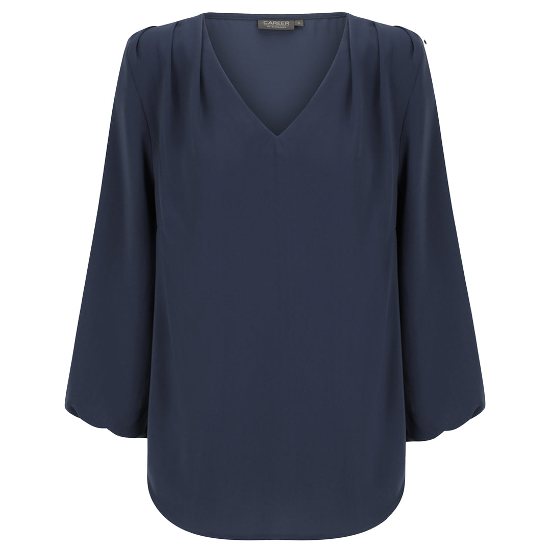 Gloweave The Cali V Neck Top | Ladies Navy Shirts & Tops
