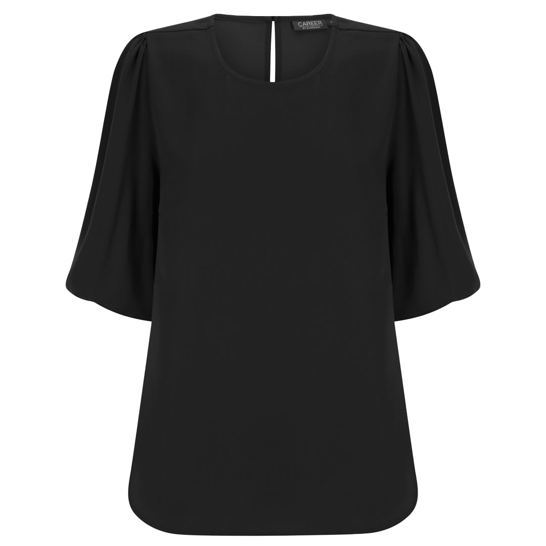 Gloweave The Poppy Puff Sleeve Top | Ladies Black Shirts & Tops