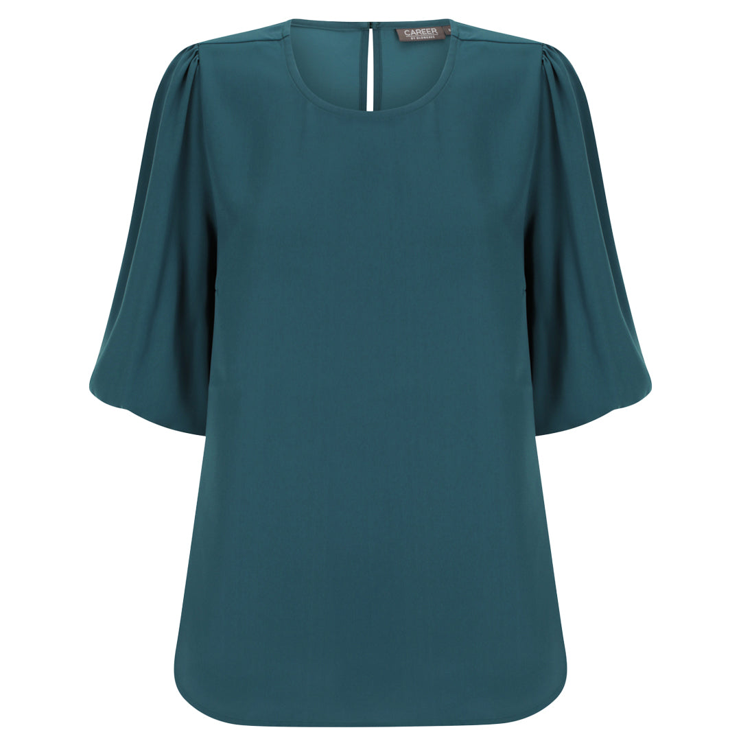 Gloweave The Poppy Puff Sleeve Top | Ladies Peacock Shirts & Tops