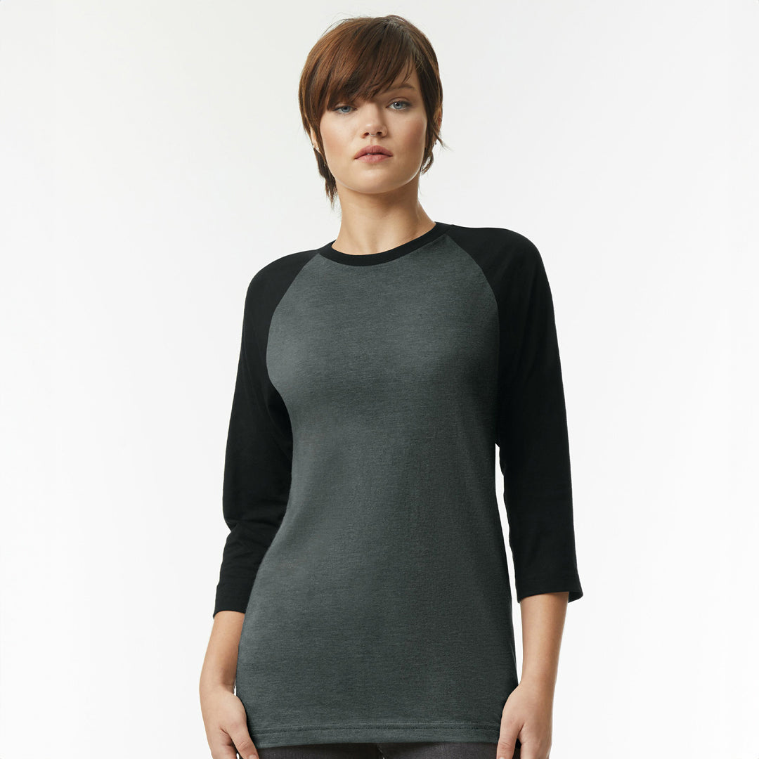 American Apparel The CVC Raglan Tee Shirt | Adults Charcoal Shirts & Tops