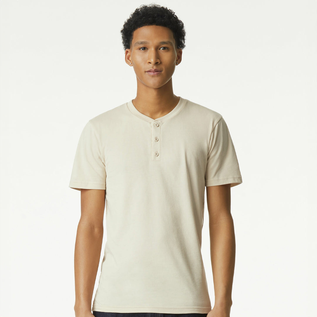 American Apparel The CVC Henley Tee Shirt | Adults Bone Shirts & Tops