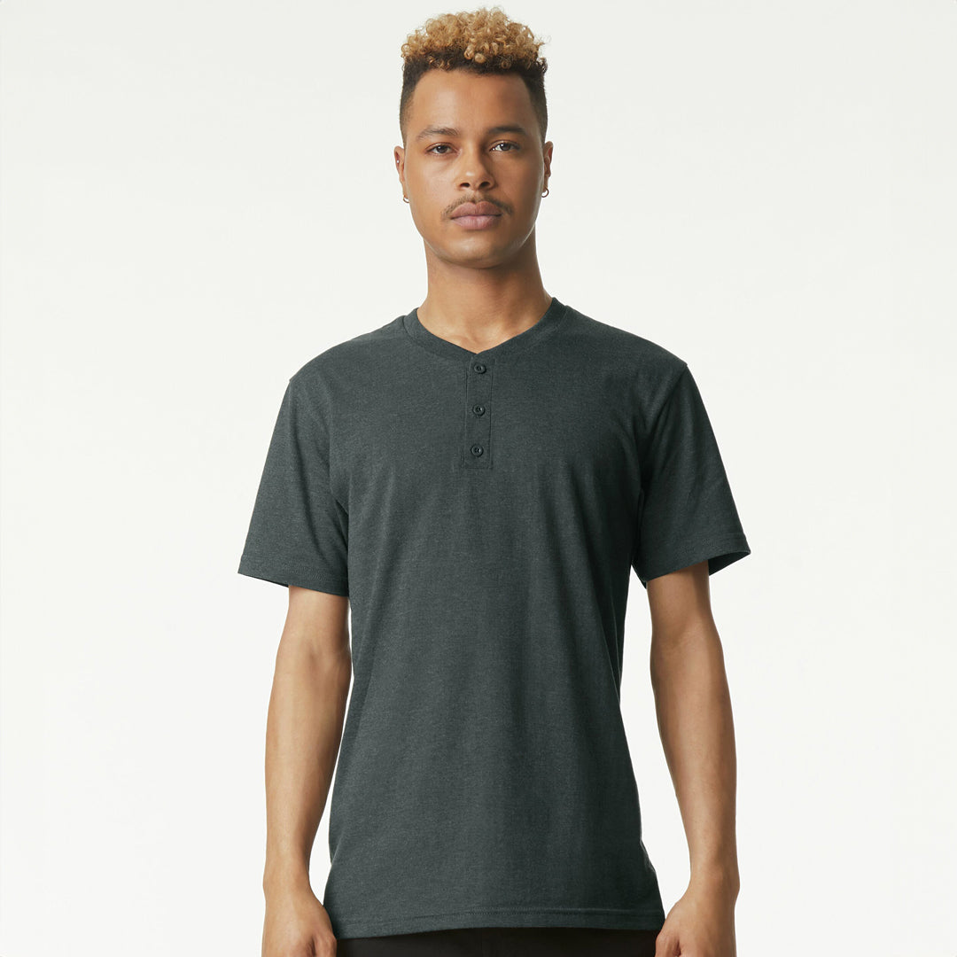 American Apparel The CVC Henley Tee Shirt | Adults Charcoal Shirts & Tops