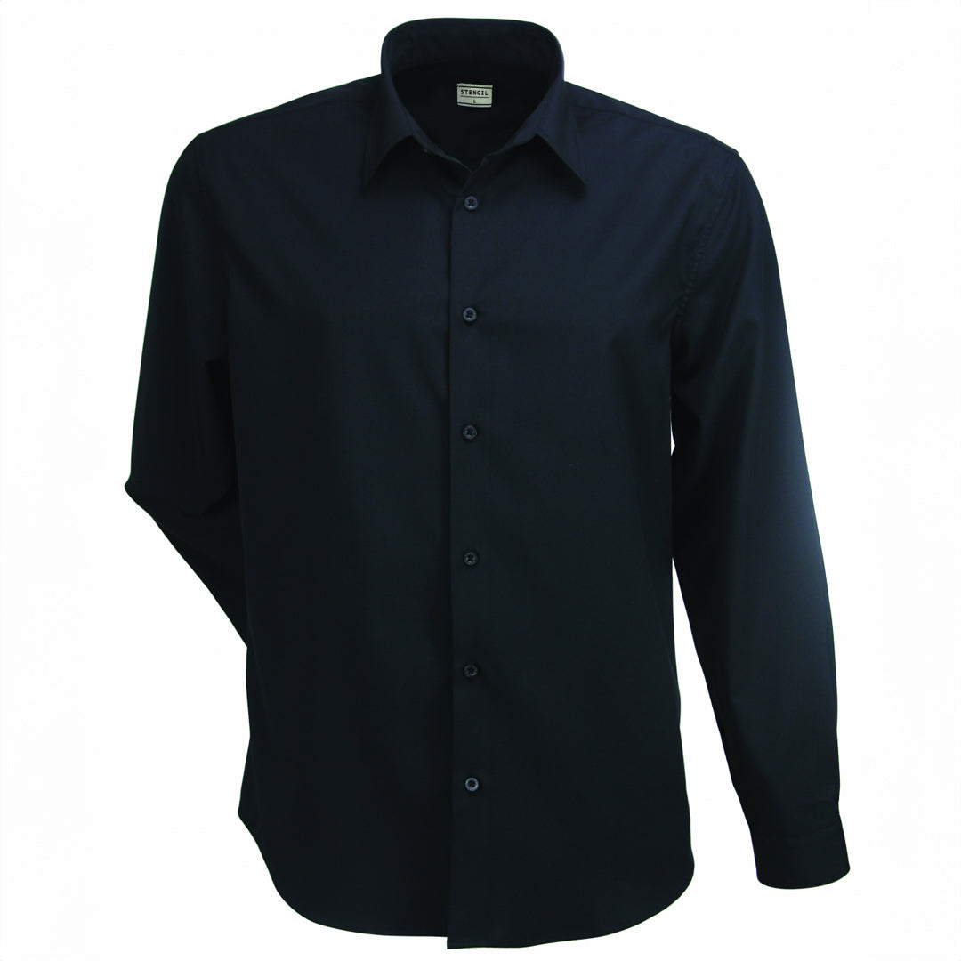 Stencil The Essential Shirt | Long Sleeve | Mens Black Shirts & Tops