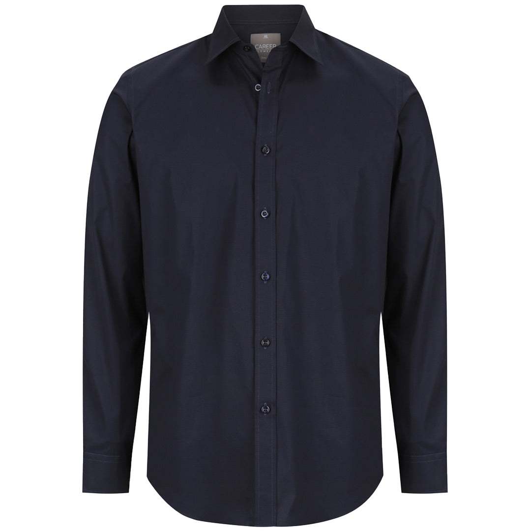 Gloweave The Slim Fit Olsen Shirt | Mens | Long Sleeve Navy Shirts & Tops