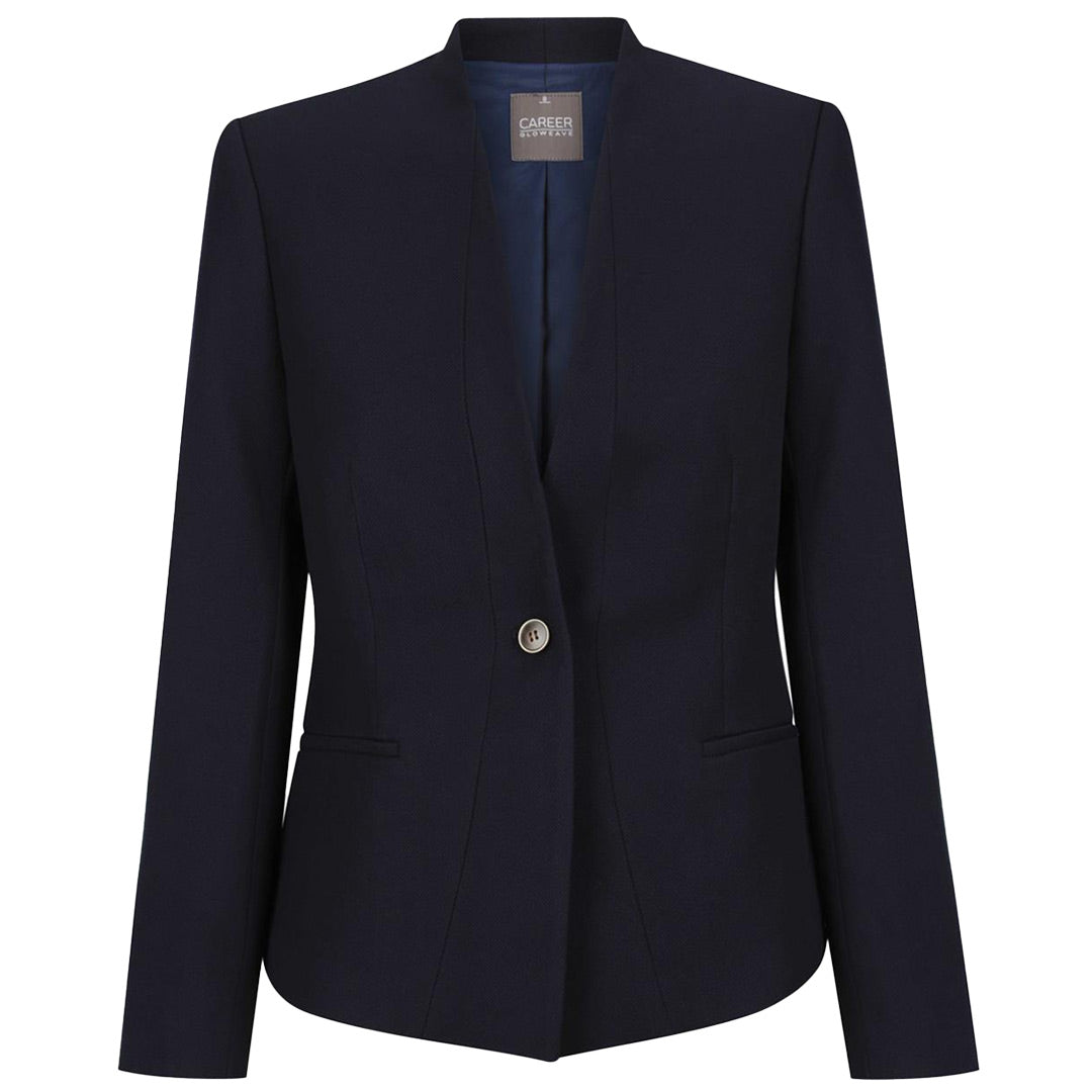 Gloweave The Bronte Textured Crop Jacket | Ladies Navy Coats & Jackets