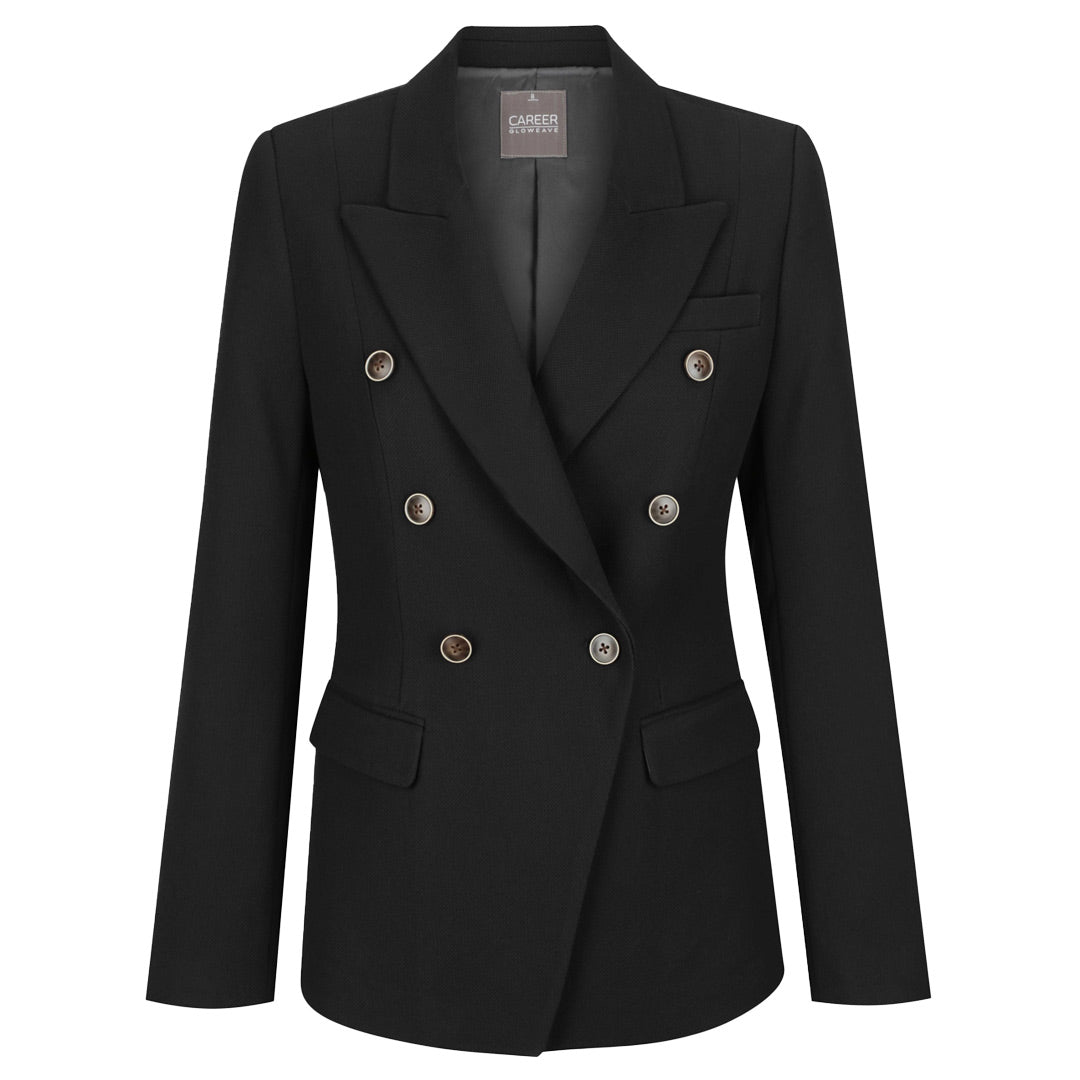 Gloweave The Bronte Double Breasted Blazer | Ladies Black Coats & Jackets