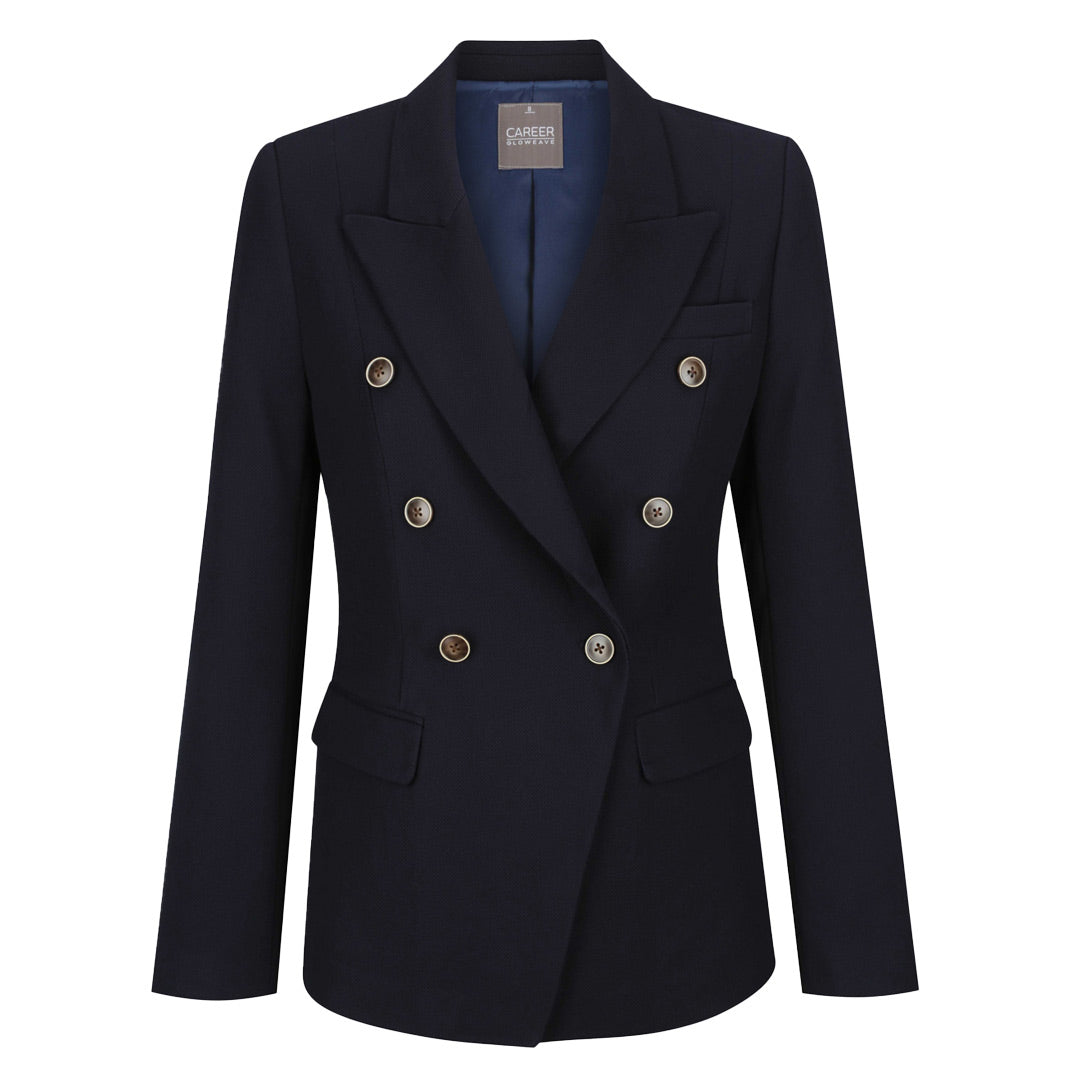 Gloweave The Bronte Double Breasted Blazer | Ladies Navy Coats & Jackets