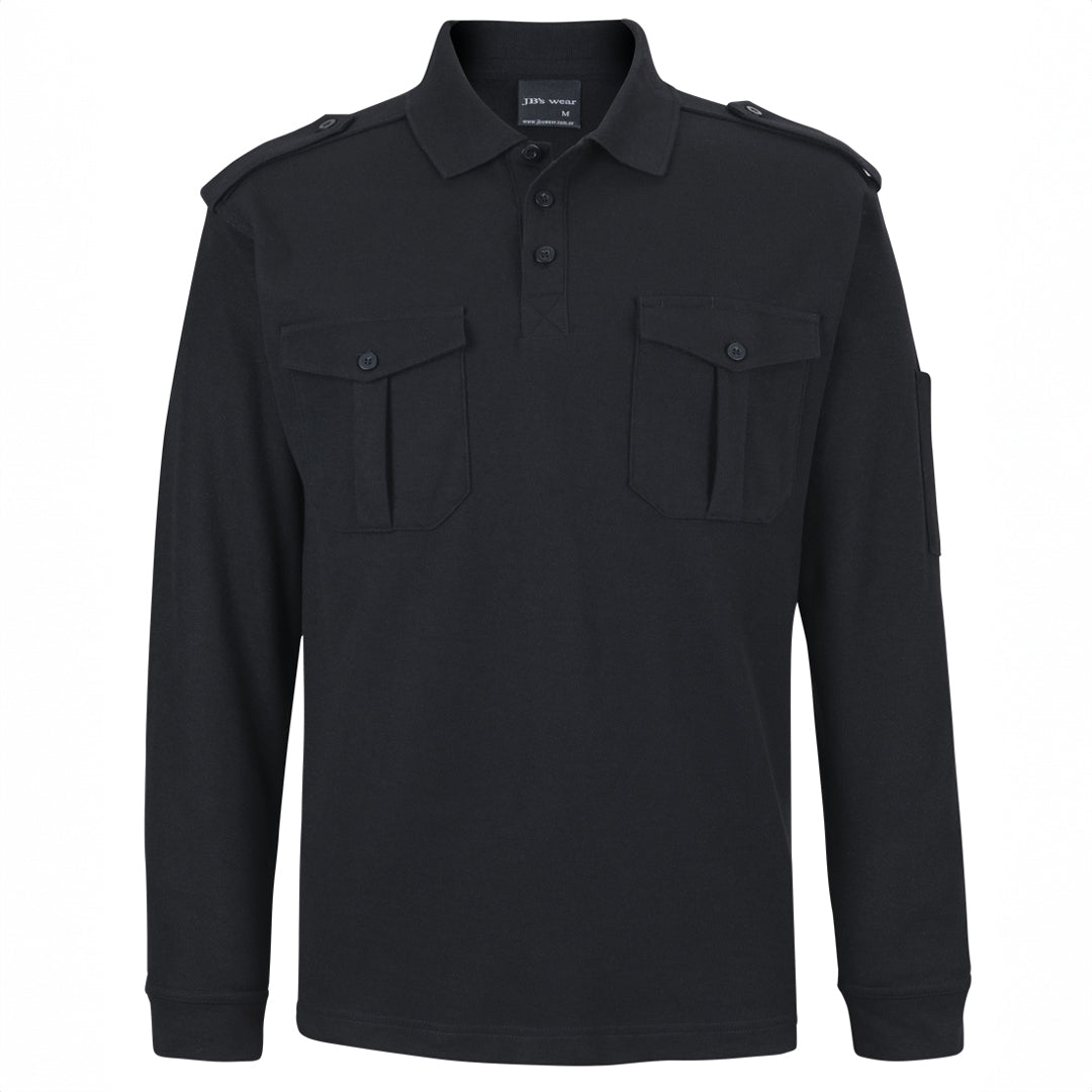 Jbs Wear The Epaulette Polo | Long Sleeve Black Shirts & Tops