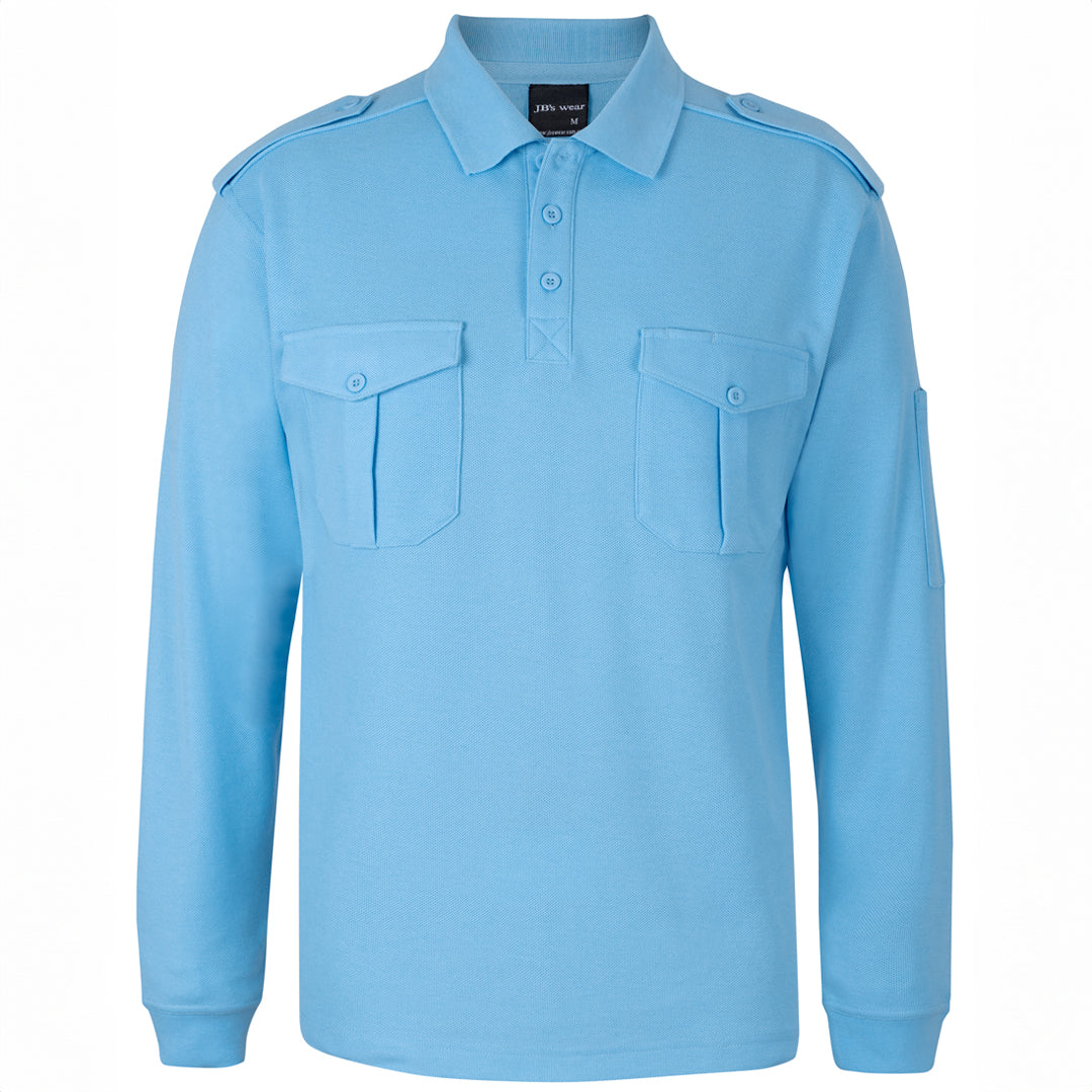 Jbs Wear The Epaulette Polo | Long Sleeve Light Blue Shirts & Tops