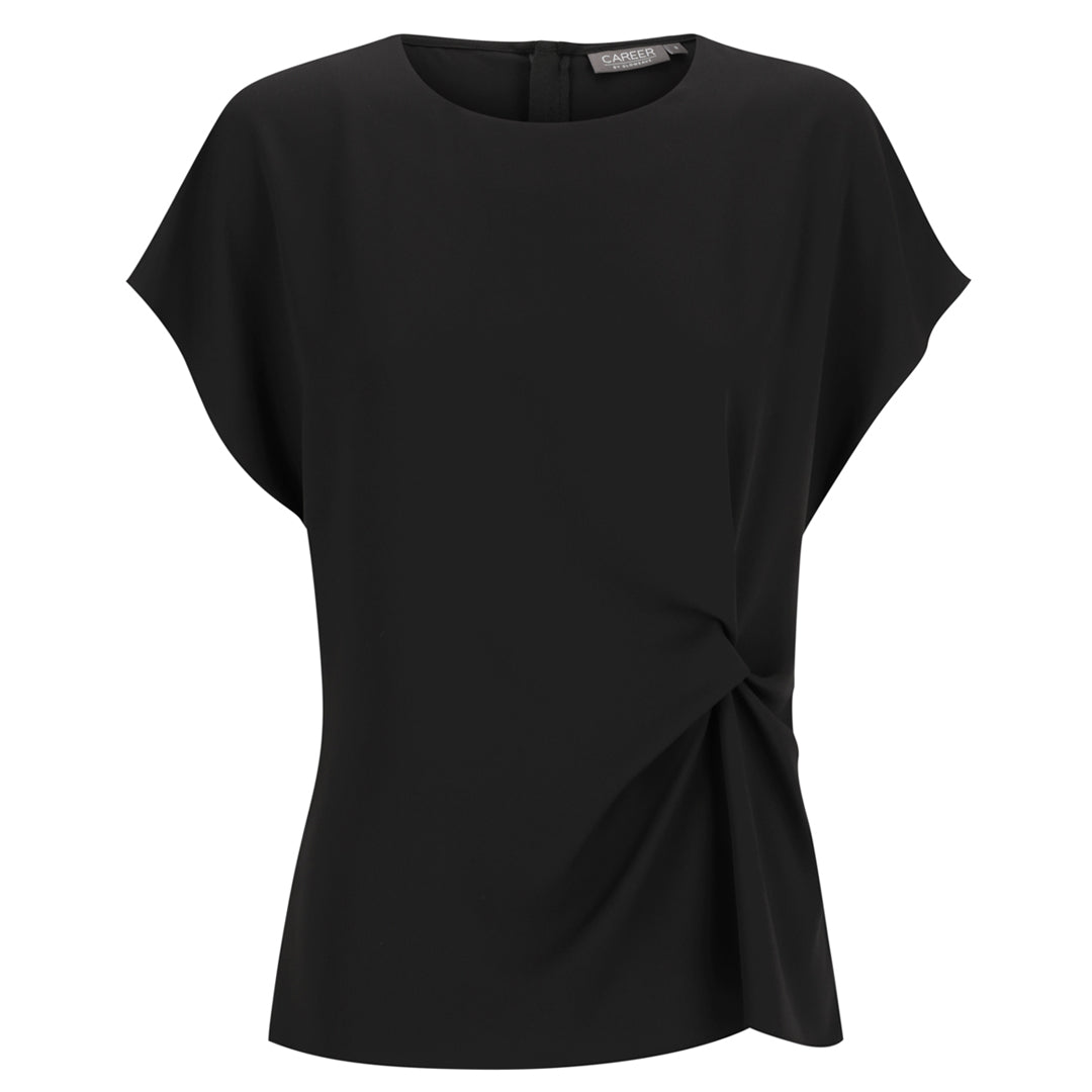 Gloweave The Ascot Twist Front Top | Ladies Black Shirts & Tops