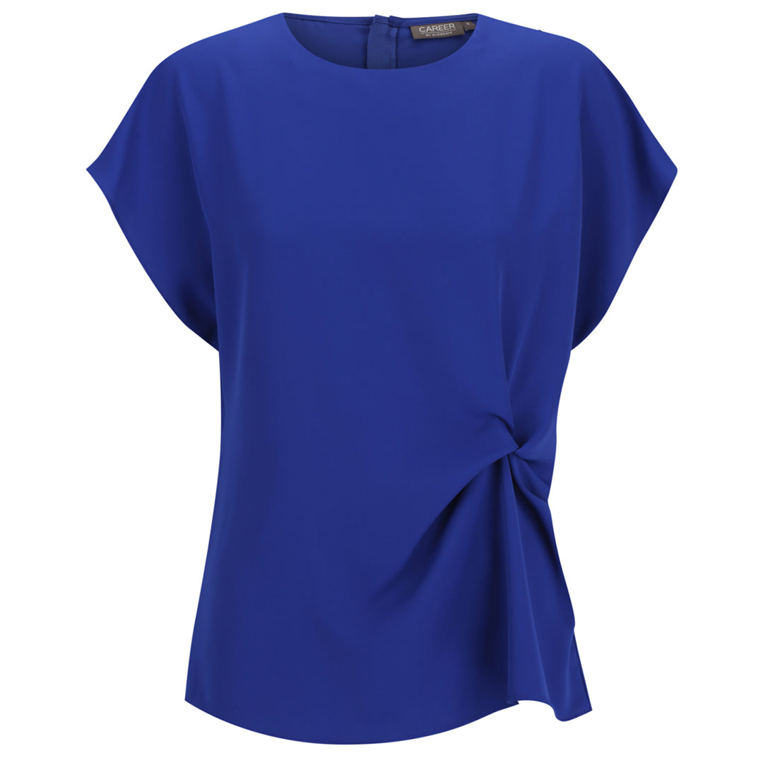Gloweave The Ascot Twist Front Top | Ladies Cobalt Shirts & Tops