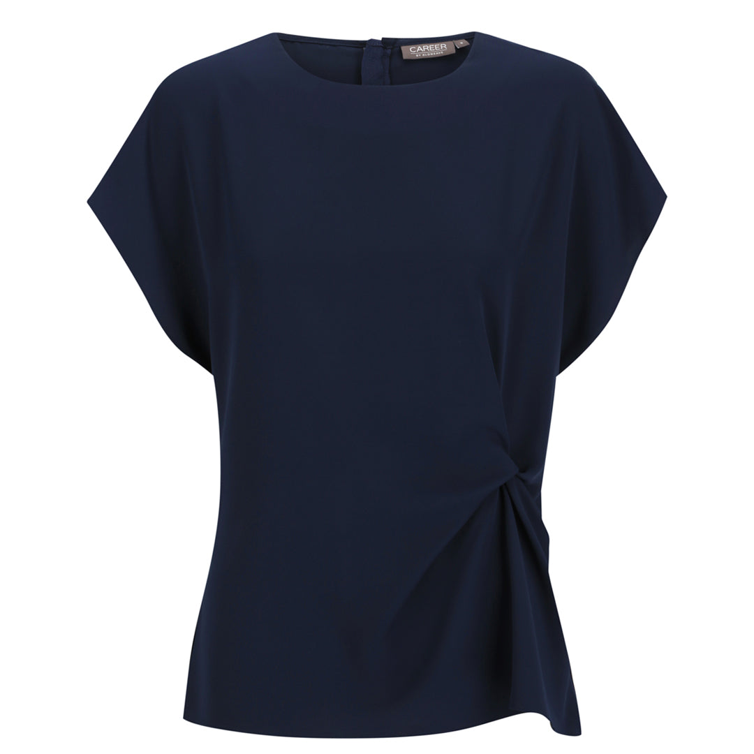 Gloweave The Ascot Twist Front Top | Ladies Navy Shirts & Tops