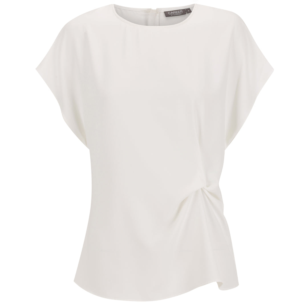 Gloweave The Ascot Twist Front Top | Ladies White Shirts & Tops