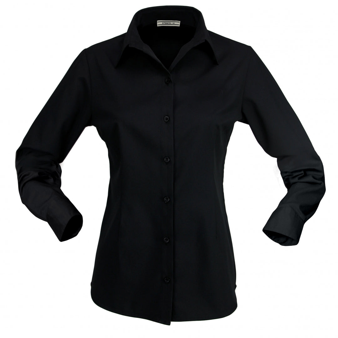 Stencil The Essential Shirt | Long Sleeve | Ladies Black Shirts & Tops