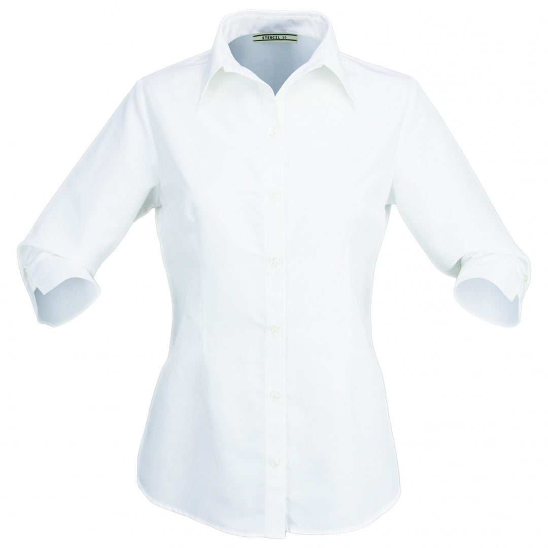 Stencil The Essential Shirt | 3/4 Sleeve | Ladies White Shirts & Tops