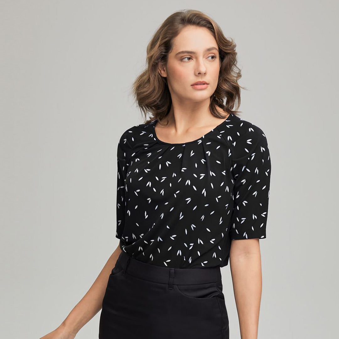 City Collection The Petal Print | Ladies Black/White Shirts & Tops