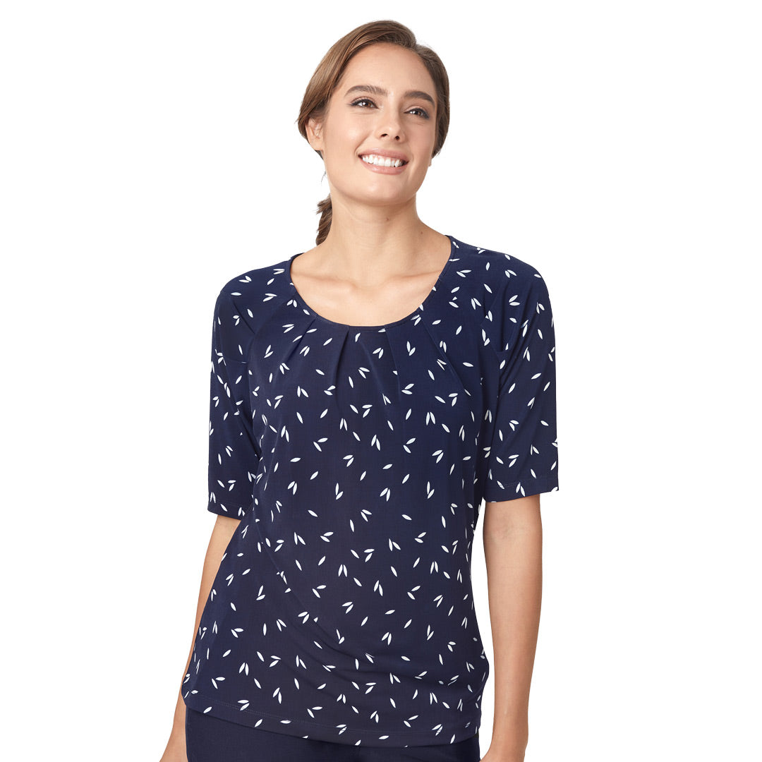 City Collection The Petal Print | Ladies Navy/White Shirts & Tops