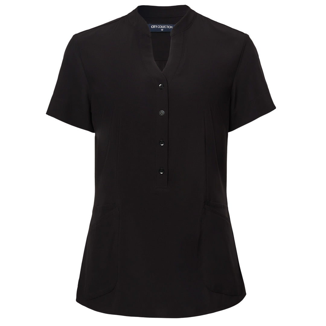 City Collection The Zip Back Tunic | Ladies Black Shirts & Tops