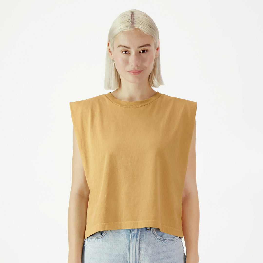 American Apparel The Garment Dyed Sleeveless Tee | Ladies Mustard Shirts & Tops
