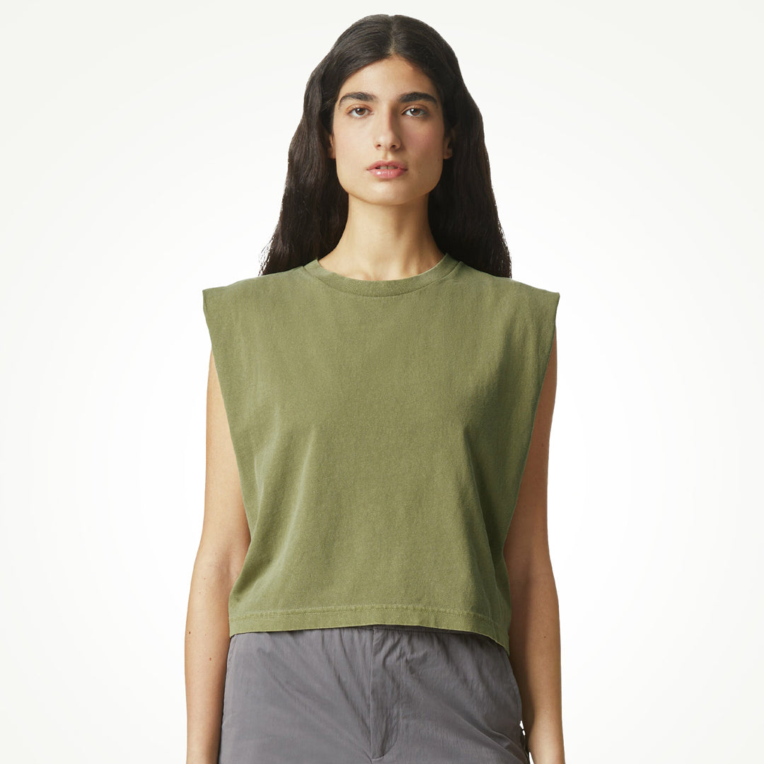 American Apparel The Garment Dyed Sleeveless Tee | Ladies Army Shirts & Tops