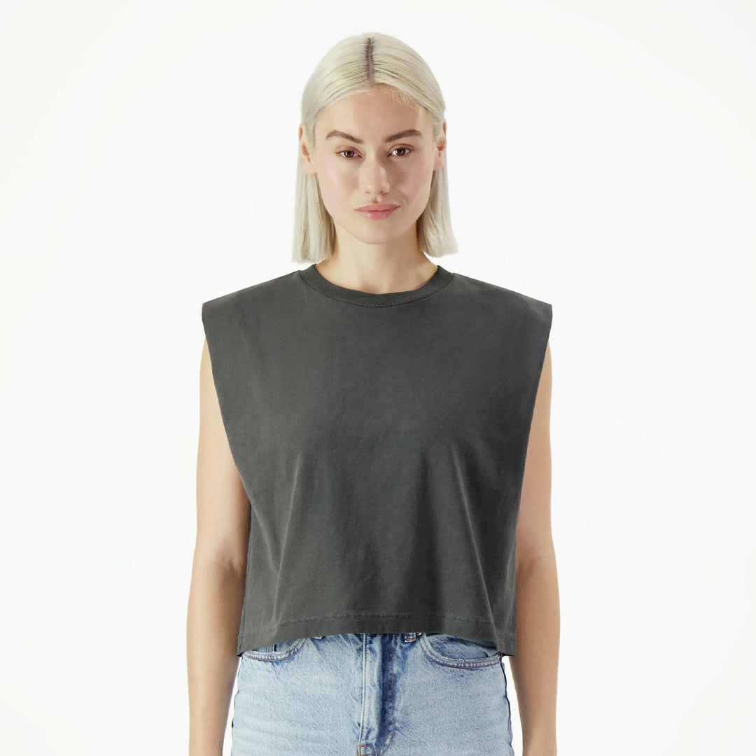 American Apparel The Garment Dyed Sleeveless Tee | Ladies Black Shirts & Tops