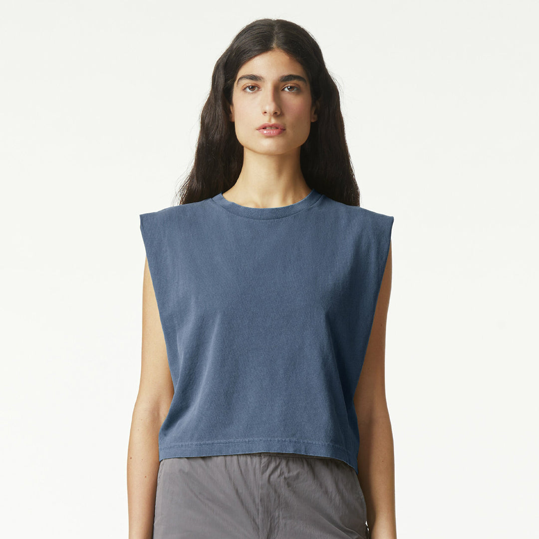 American Apparel The Garment Dyed Sleeveless Tee | Ladies Navy Shirts & Tops