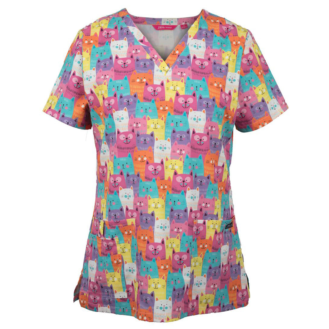Jbs Wear The JB's Printed Scrub Top | Ladies Cat Scrubs
