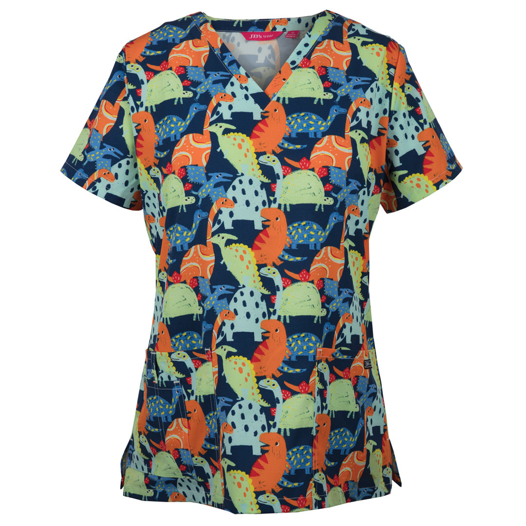 Jbs Wear The JB's Printed Scrub Top | Ladies Dino Scrubs