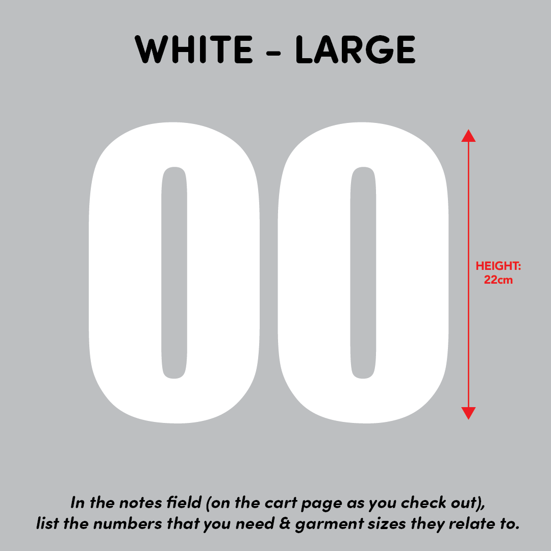 House of Uniforms Sports Numbers White Branding