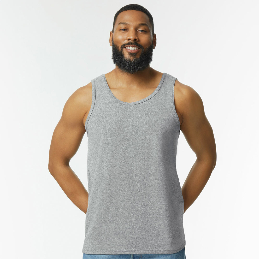 Gildan The Heavy Cotton Tank | Adults Grey Marle Shirts & Tops
