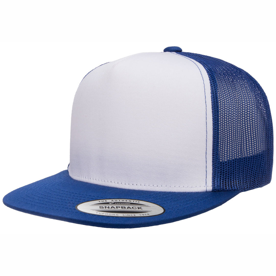 Flexfit The Flexfit YP Classic Flat Peak Trucker Cap Royal/White Hats
