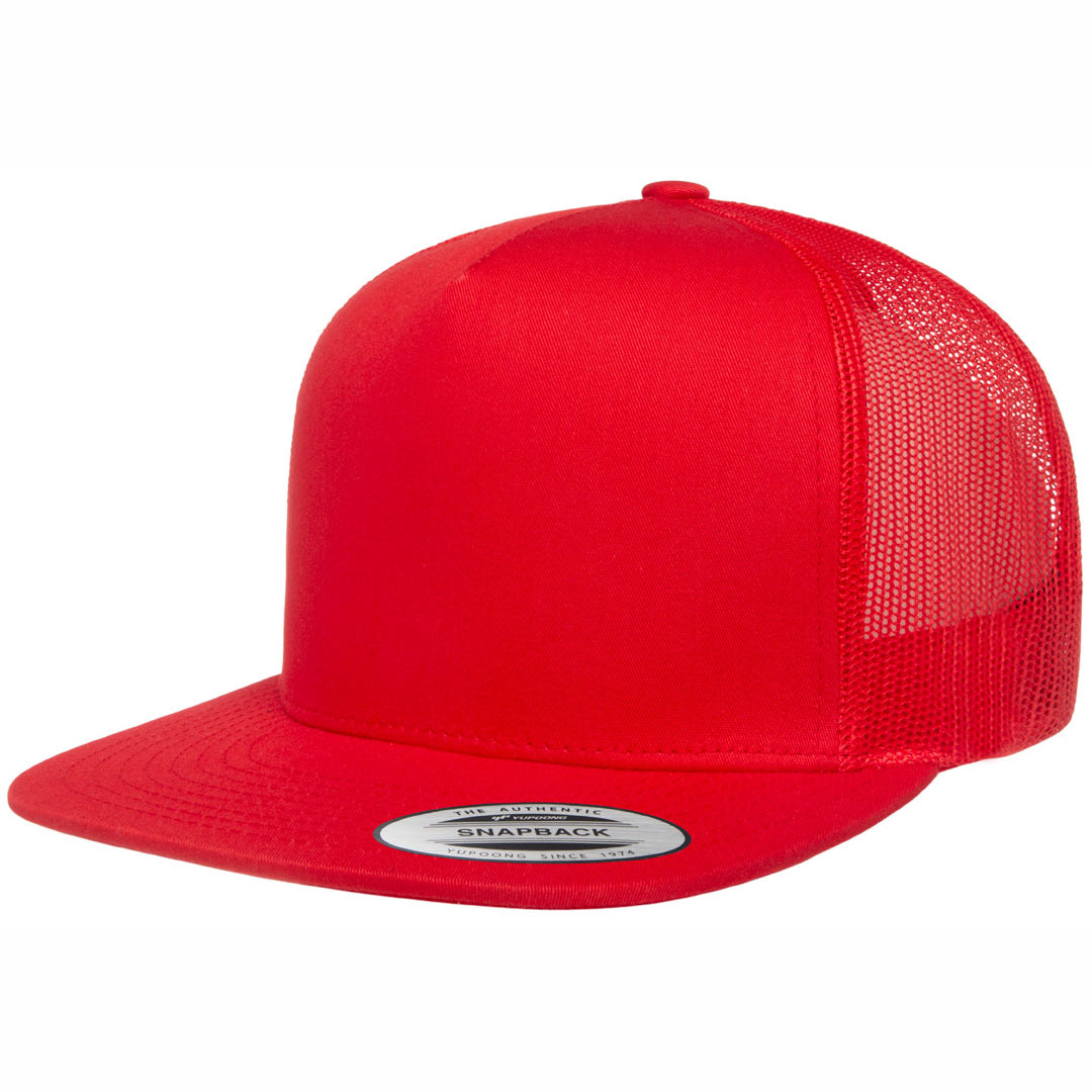Flexfit The Flexfit YP Classic Flat Peak Trucker Cap Red Hats