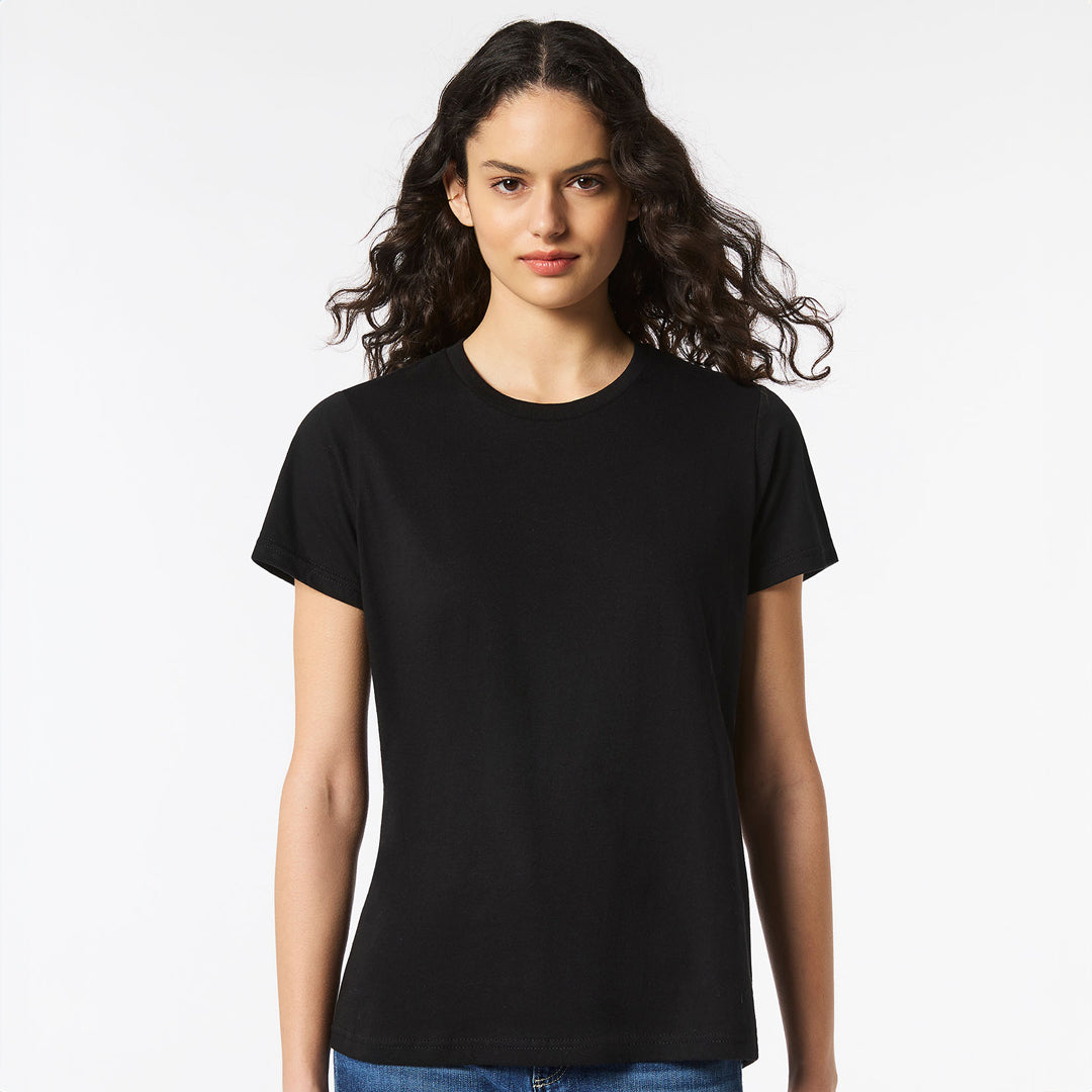 Gildan The Mid Weight Cotton Tee | Ladies Black Shirts & Tops