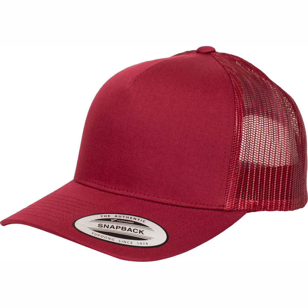 Flexfit The Flexfit YP Classic Retro 5 Panel Trucker Cap Maroon Hats