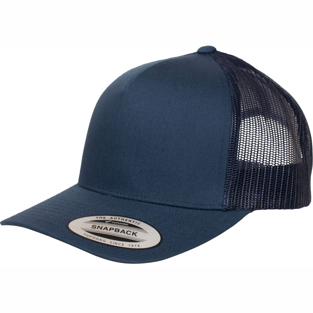 Flexfit The Flexfit YP Classic Retro 5 Panel Trucker Cap Navy Hats