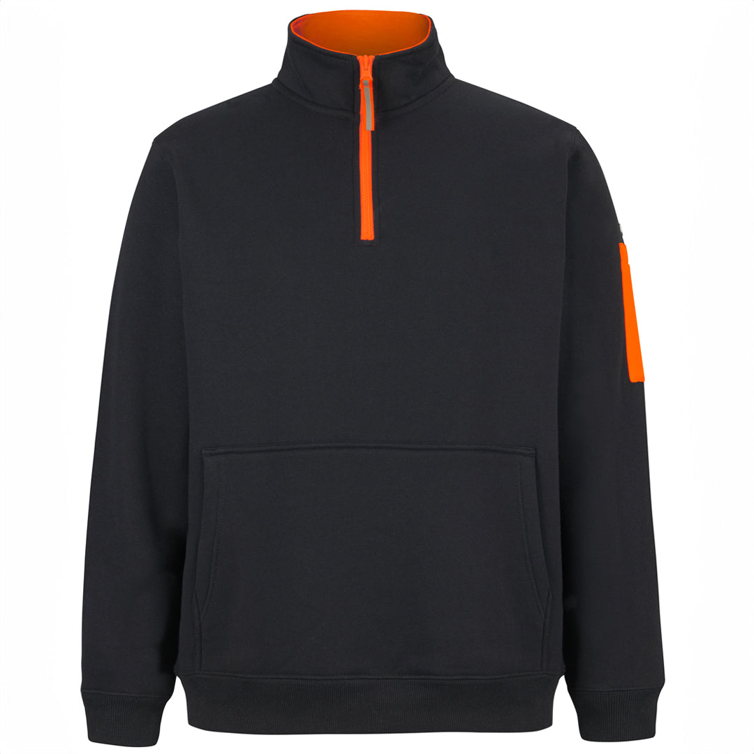 Jbs Wear The Premium Trade Zip Neck Jumper | Adults Black/Orange Clothing