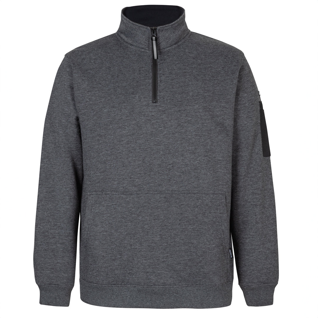 Jbs Wear The Premium Trade Zip Neck Jumper | Adults Charcoal Marle/Black Clothing