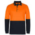 Jbs Wear The Hi Vis Cotton Contrast Polo | Long Sleeve | Adults Orange/Black Work Safety Protective Gear