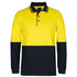 Jbs Wear The Hi Vis Cotton Contrast Polo | Long Sleeve | Adults Yellow/Black Work Safety Protective Gear